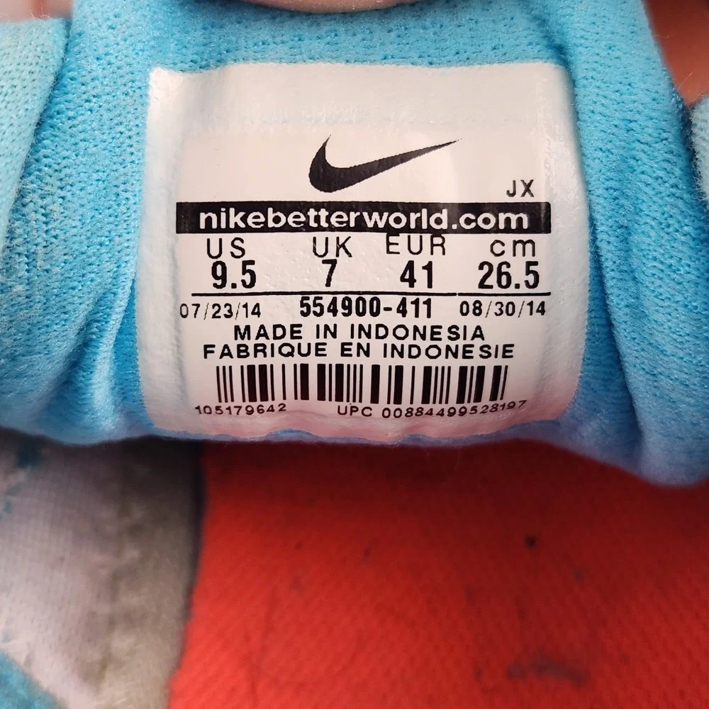 Nike Revolution 2‎ Running Shoes US 9.5 Blue Teal Orange 554900-411